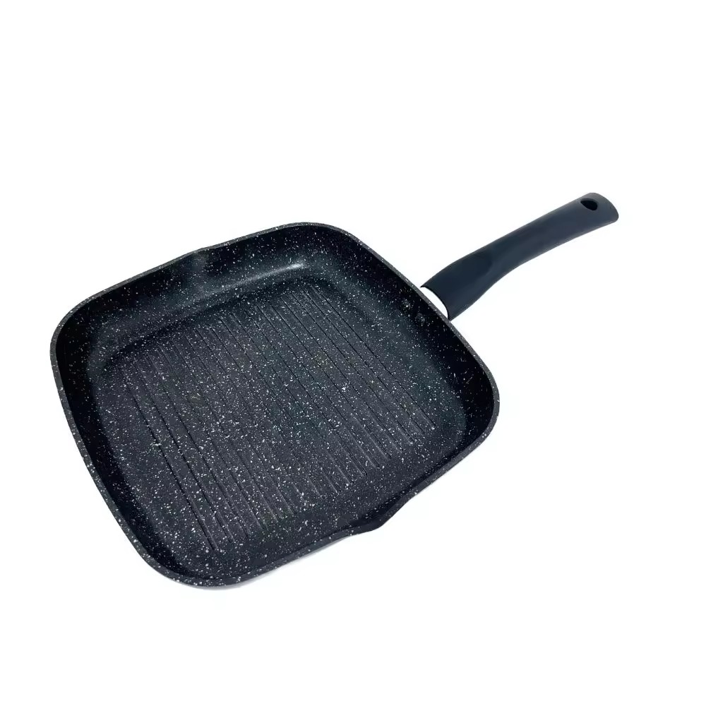 Alat Memasak Nonstick Grill Pan Mesin Cuci Pinggan Induksi Dan Memasak Selamat Kuali Panggangan Aluminium Palsu Dengan Pemegang Berikat Teguh