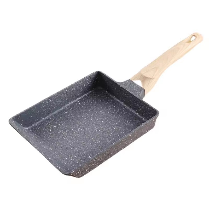 Batu Jed Tebal dan Tinggi Telur Telur Panggang Tidak melekat Kuali Telur Goreng Segi Empat Gred Makanan