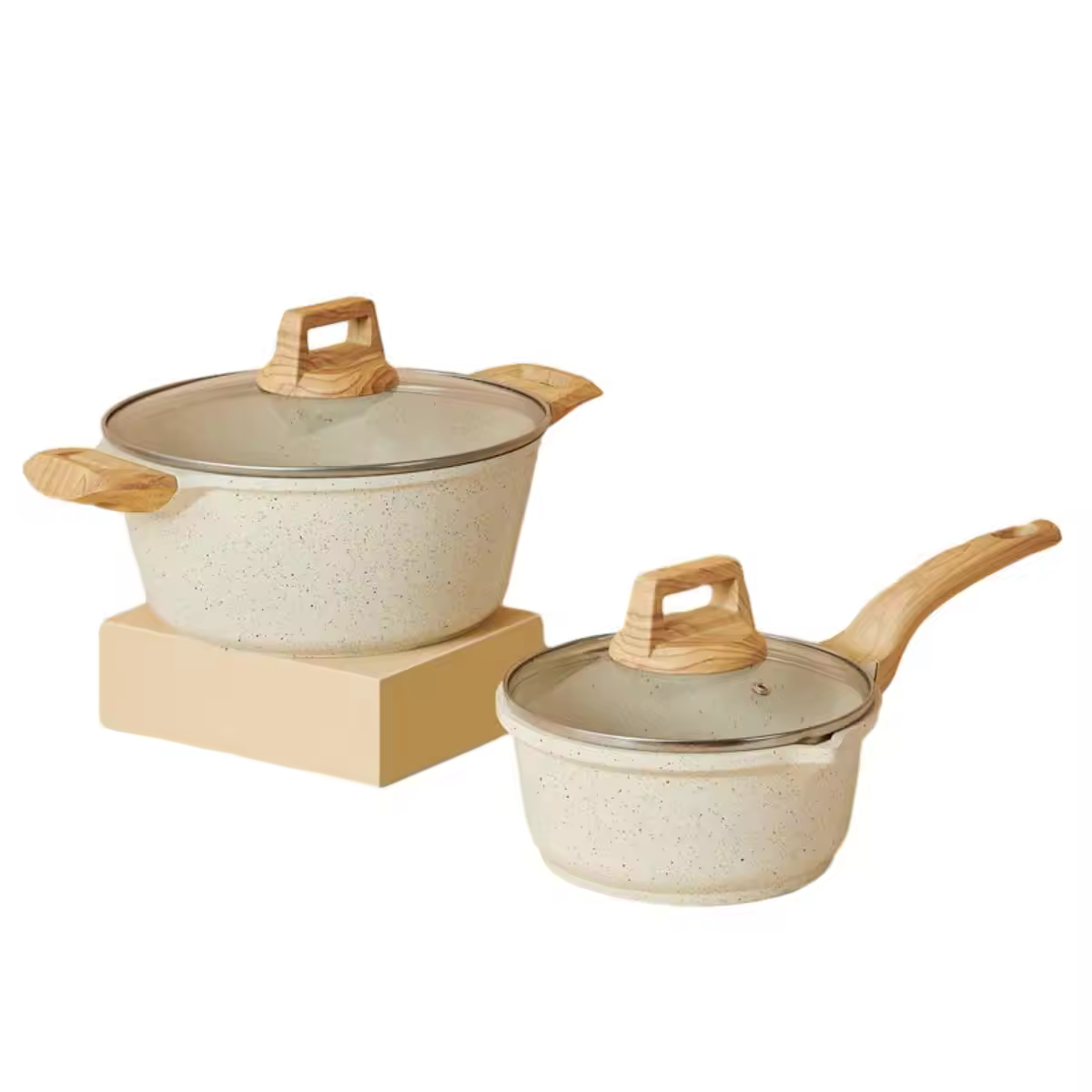 Set periuk sup antistick aluminium logo tersuai dengan pemegang