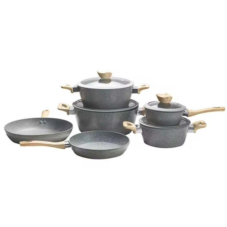 Peralatan dapur set kuali kuali aluminium nonstick stockpot menggoreng