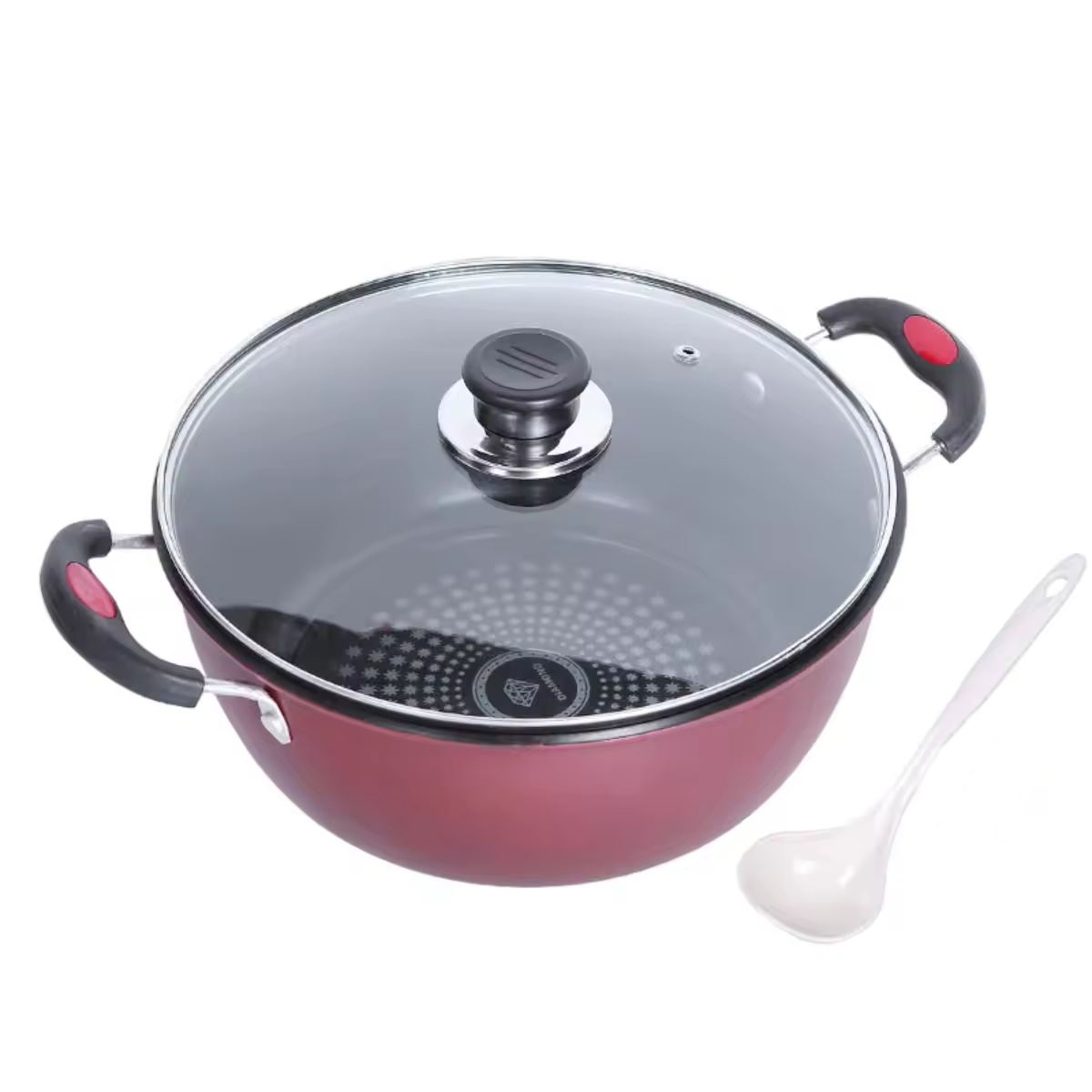 Periuk Sup Seramik Telinga Berganda Salutan Kesihatan Rumah Periuk Kaserol Memasak Tidak melekat