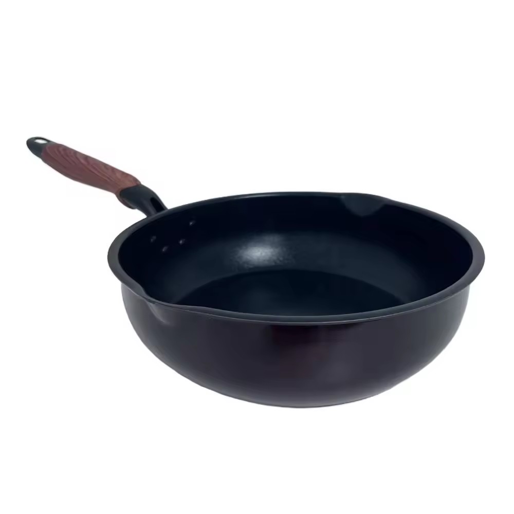 Dapur Restoran Luar 20/24/28cm Kuali Tumis Pemanggang Bulat Aluminium