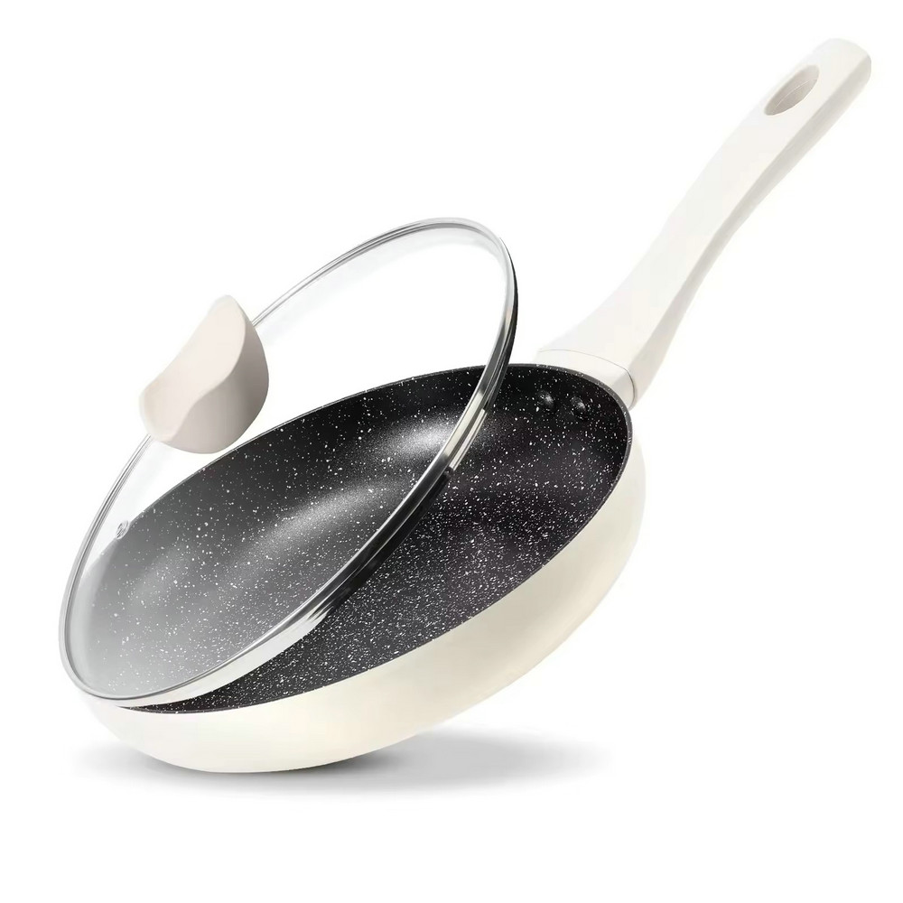 Kuali kuali nonstick batu granit ringan untuk memasak dengan penutup kaca